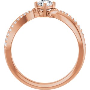 14K Rose Gold 4.1 mm Round .08 CTW Natural Diamond Semi-Set Ring – image 3