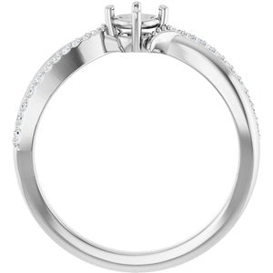 14K White Gold 4.1 mm Round .08 CTW Natural Diamond Semi-Set Ring – image 4