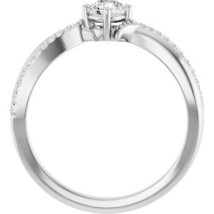 14K White Gold 4.1 mm Round 1/10 CTW Lab-Grown Diamond Semi-Set Ring – image 3