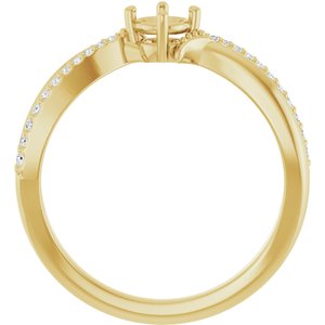 14K Yellow Gold 4.1 mm Round 1/10 CTW Lab-Grown Diamond Semi-Set Ring – image 4