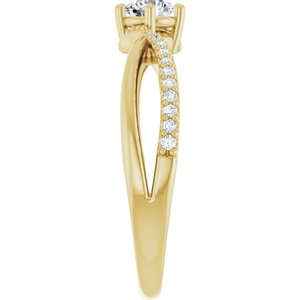 14K Yellow Gold 4.1 mm Round .08 CTW Natural Diamond Semi-Set Ring – image 7