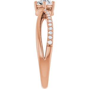 14K Rose Gold 4.1 mm Round 1/10 CTW Lab-Grown Diamond Semi-Set Ring – image 7