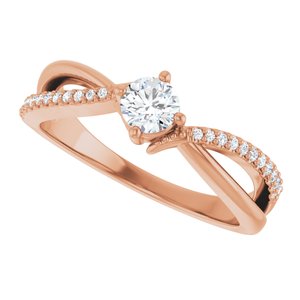 14K Rose Gold 4.1 mm Round .08 CTW Natural Diamond Semi-Set Ring – image 8