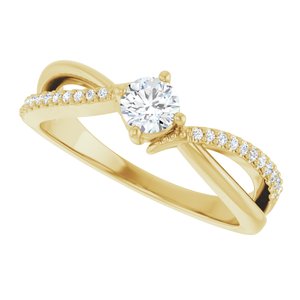 14K Yellow Gold 4.1 mm Round .08 CTW Natural Diamond Semi-Set Ring – image 8