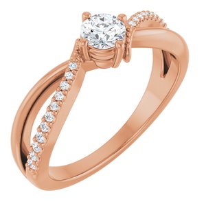 14K Rose Gold 4.1 mm Round .08 CTW Natural Diamond Semi-Set Ring