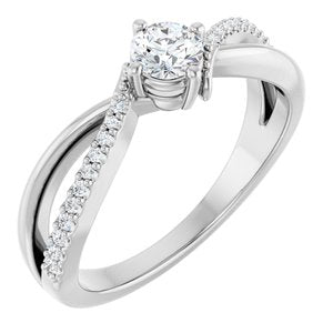 Platinum 4.1 mm Round 1/10 CTW Lab-Grown Diamond Semi-Set Ring