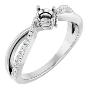 14K White Gold 4.1 mm Round .08 CTW Natural Diamond Semi-Set Ring – image 2