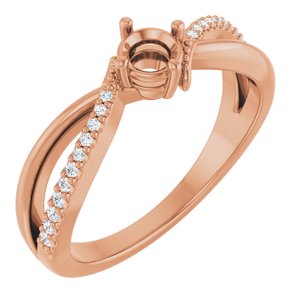 14K Rose Gold 4.1 mm Round .08 CTW Natural Diamond Semi-Set Ring – image 2