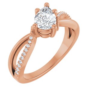 18K Rose Gold 7x5 mm Pear Ring Mounting