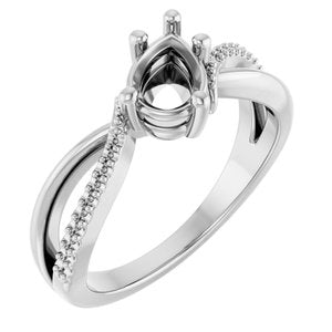 10K White Gold 7x5 mm Pear Ring Mounting – image 2