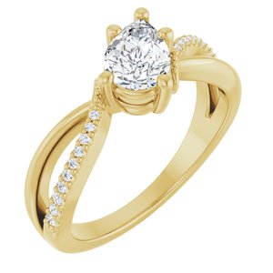 14K Yellow Gold 7x5 mm Pear Ring Mounting