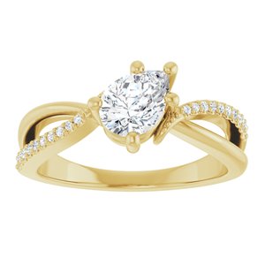 18K Yellow Gold 7x5 mm Pear Ring Mounting – image 5