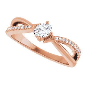 14K Rose Gold 4.5x3.5 mm Oval Ring Mounting – image 8