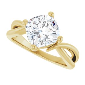 18K Yellow Gold 8x8 mm Cushion Ring Mounting – image 8