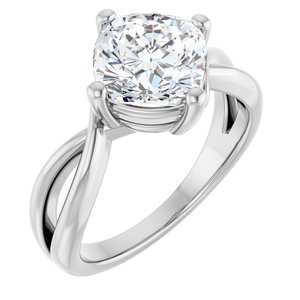 18K White Gold 8x8 mm Cushion Ring Mounting