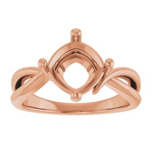 10K Rose Gold 8x8 mm Cushion Ring Mounting – image 6