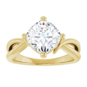 10K Yellow Gold 8x8 mm Cushion Ring Mounting – image 5
