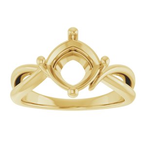 14K Yellow Gold 8x8 mm Cushion Ring Mounting – image 6