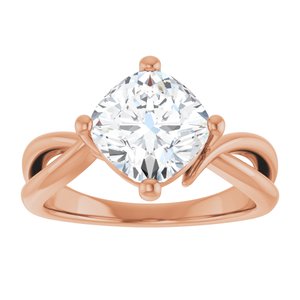 18K Rose Gold 8x8 mm Cushion Ring Mounting – image 5