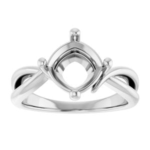 14K X1 White Gold 8x8 mm Cushion Ring Mounting – image 6