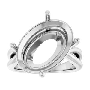 14K X1 White Gold 18x13 mm Oval Ring Mounting – image 6