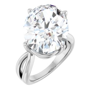 10K White Gold 18x13 mm Oval Ring Mounting