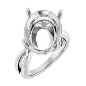 14K X1 White Gold 18x13 mm Oval Ring Mounting – image 2