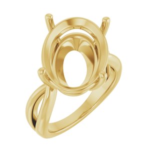 10K Yellow Gold 18x13 mm Oval Ring Mounting – image 2