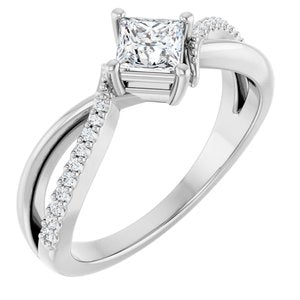 Continuum Sterling Silver 4x4 mm Square Ring Mounting