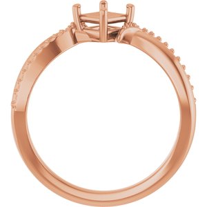 18K Rose Gold 4x4 mm Square Ring Mounting – image 4