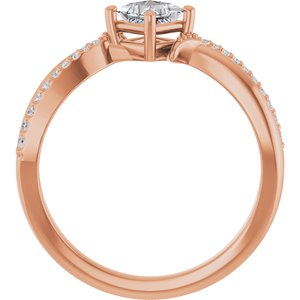 18K Rose Gold 4x4 mm Square Ring Mounting – image 3