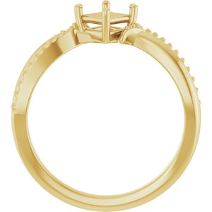 10K Yellow Gold 4x4 mm Square Ring Mounting – image 4