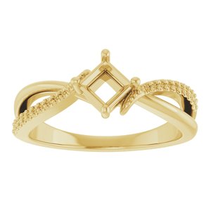 18K Yellow Gold 4x4 mm Square Ring Mounting – image 6