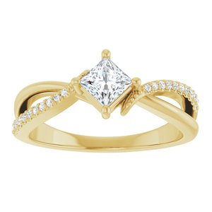 10K Yellow Gold 4x4 mm Square Ring Mounting – image 5