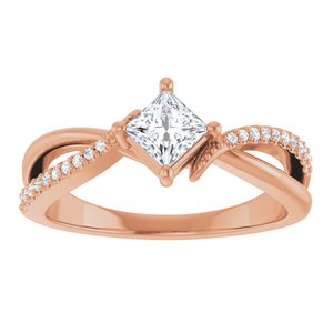 18K Rose Gold 4x4 mm Square Ring Mounting – image 5