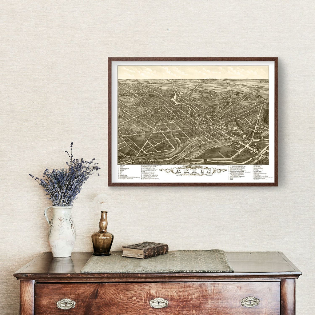 Vintage Map of Akron, Ohio 1882