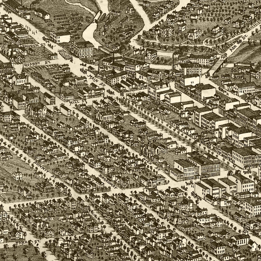 Vintage Map of Akron, Ohio 1882