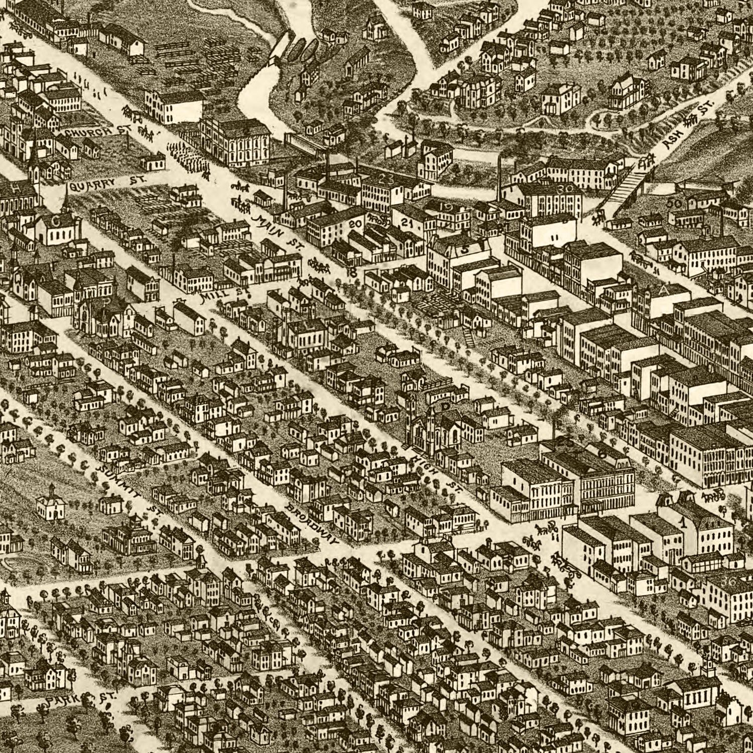 Vintage Map of Akron, Ohio 1882