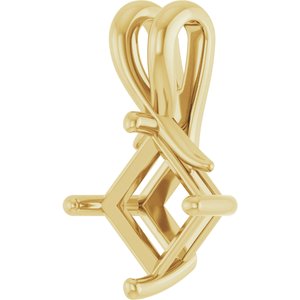 18K Yellow Gold 6.5 mm Square Pendant Mounting – image 4