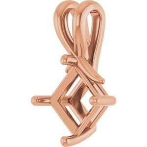 18K Rose Gold 6.5 mm Square Pendant Mounting – image 4
