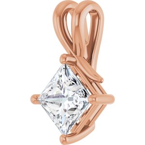 18K Rose Gold 6.5 mm Square Pendant Mounting – image 3