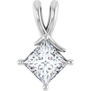 10K White Gold 6.5 mm Square Pendant Mounting