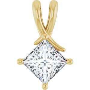 14K Yellow Gold 6.5 mm Square Pendant Mounting