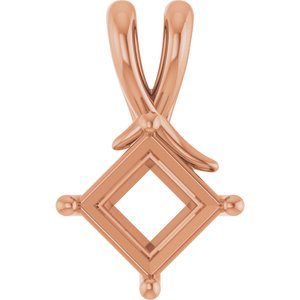 18K Rose Gold 6.5 mm Square Pendant Mounting – image 2