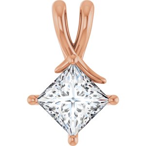 18K Rose Gold 6.5 mm Square Pendant Mounting