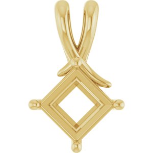 14K Yellow Gold 6.5 mm Square Pendant Mounting – image 2