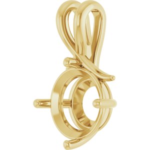 14K Yellow Gold 12 mm Round Pendant Mounting – image 4