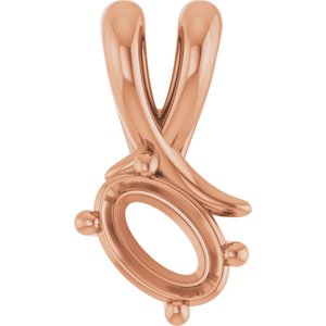 14K Rose Gold 6x4 mm Oval Pendant Mounting – image 2