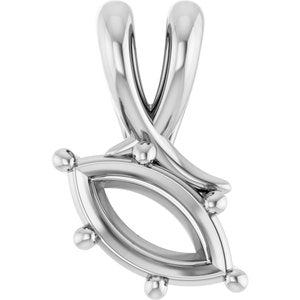 14K White Gold 8.5x4.5 mm Marquise Pendant Mounting – image 2