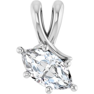 14K X1 White Gold 8.5x4.5 mm Marquise Pendant Mounting